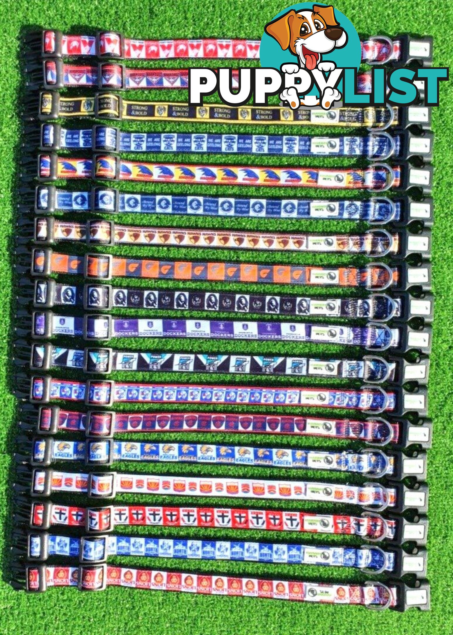 AFL Dog Collars, Footy - Aussie Rules - Moondidley Pets - MDPCOLAFLMSS