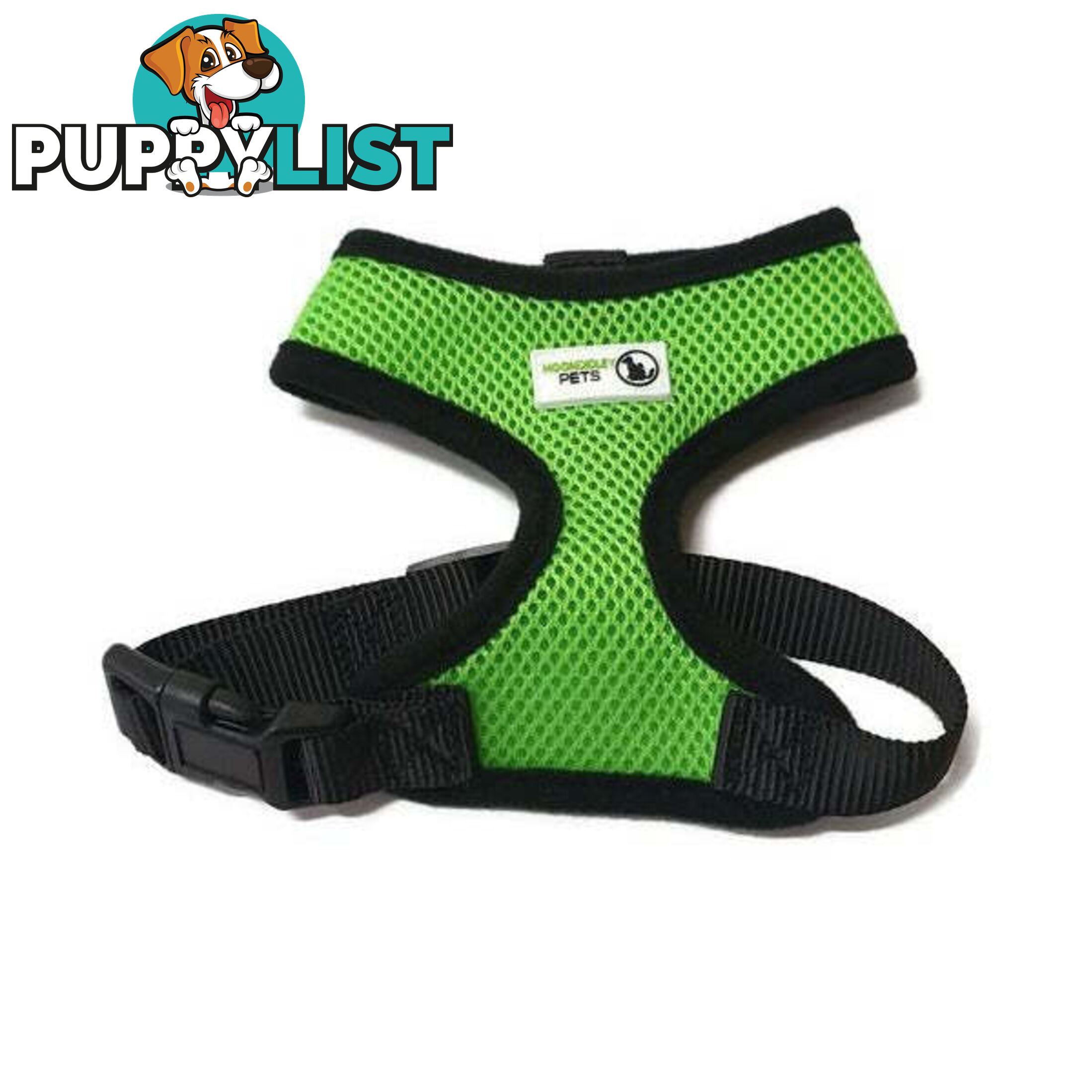 Pet Harness Soft Air Mesh Padded Adjustable  - Moondidley Pets - MDPHARMESSGRN