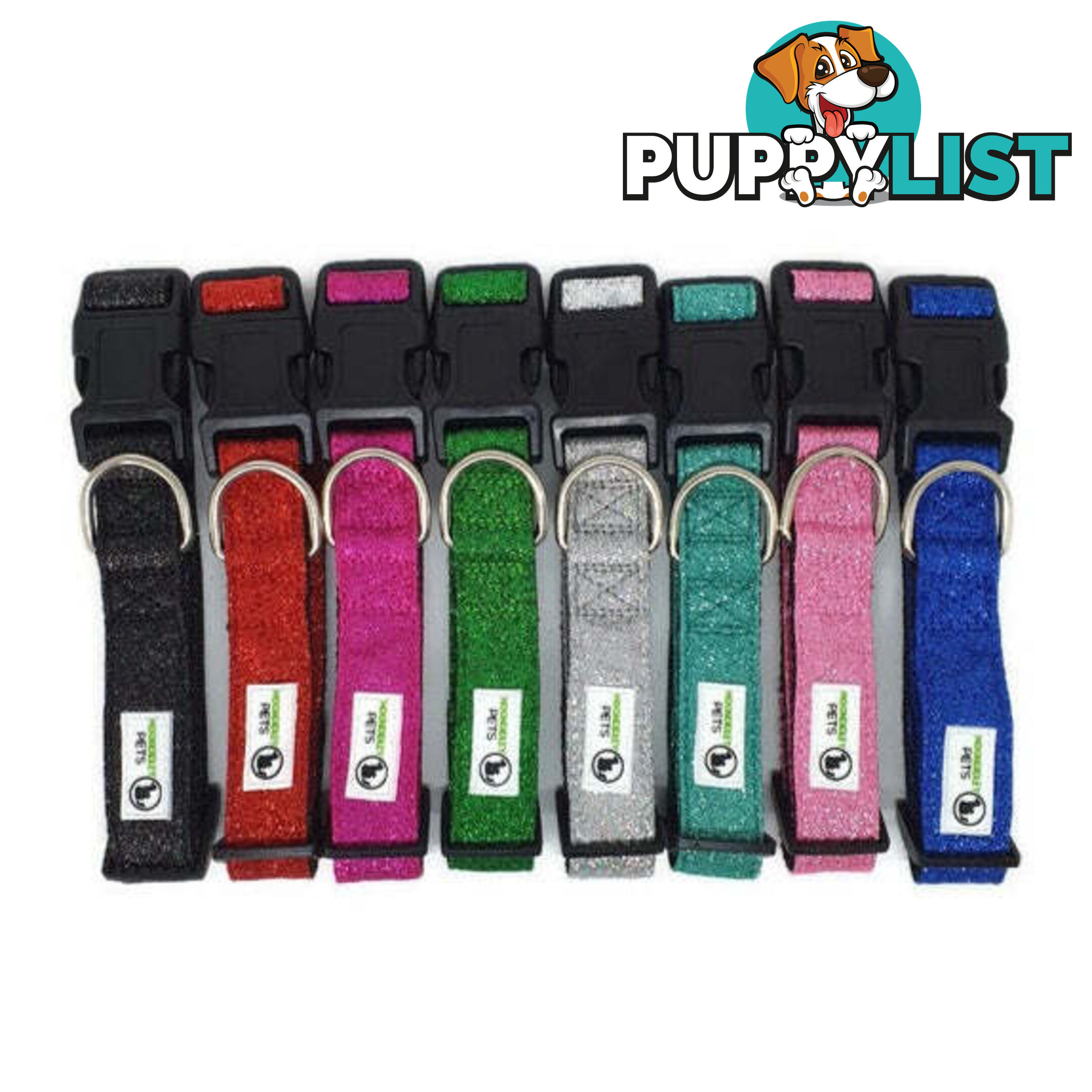 Bling Glitter Overlay Nylon Collar - Breakaway Buckle - Moondidley Pets - MDPCOLBLIMTUR