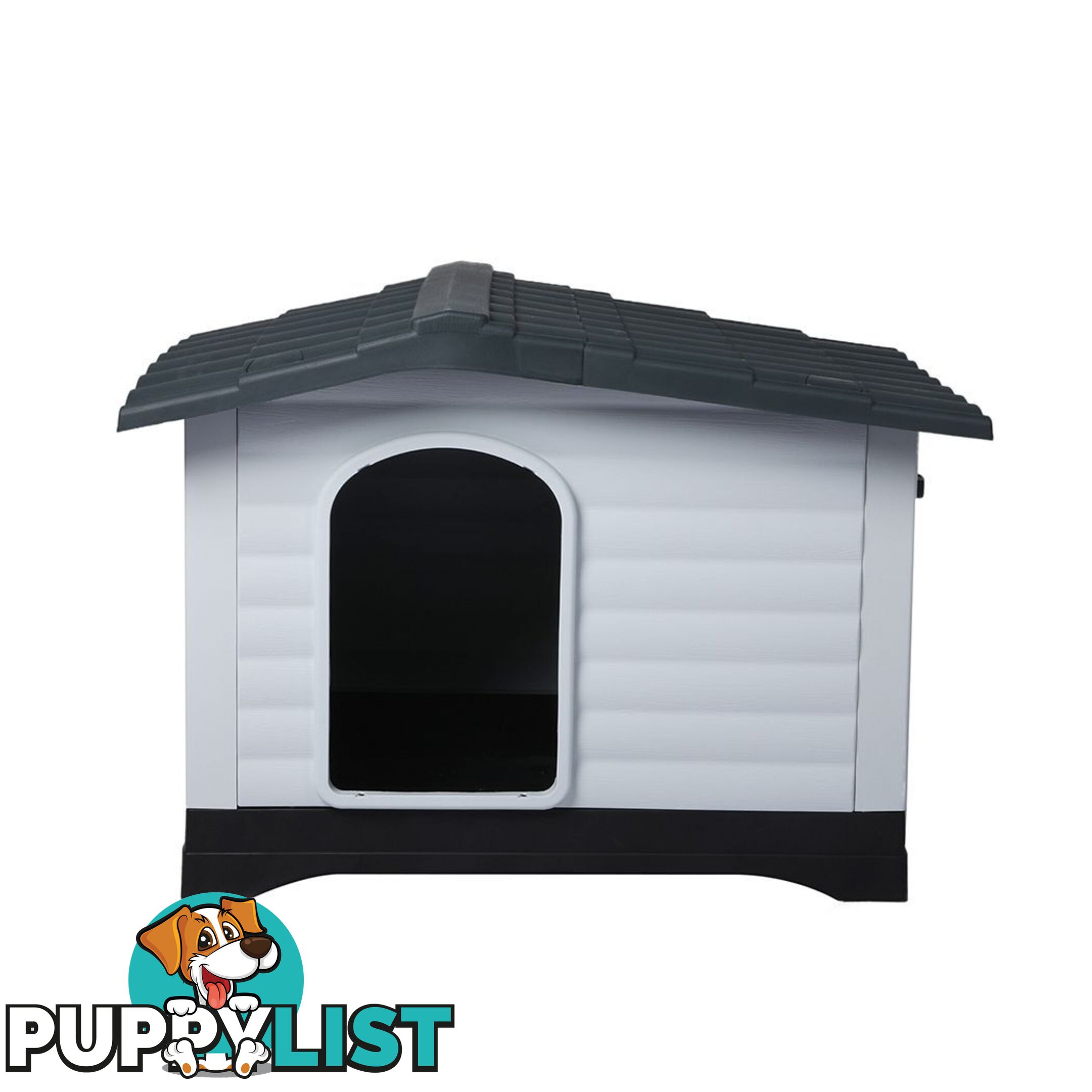 Dog Kennel Outdoor Indoor Pet Plastic Garden House Weatherproof Outside PaWz - WB-PT1080-L-GY
