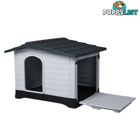 Dog Kennel Outdoor Indoor Pet Plastic Garden House Weatherproof Outside PaWz - WB-PT1080-L-GY