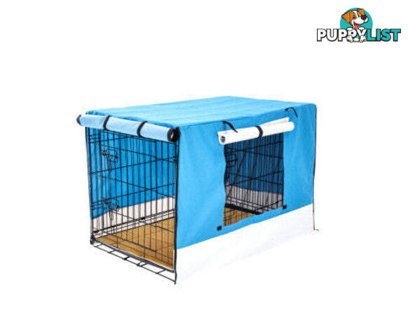 Paw Mate Wire Dog Cage Crate with Tray + Cushion Mat + Cover Combo - V274-PET-WCCVCU48-BU