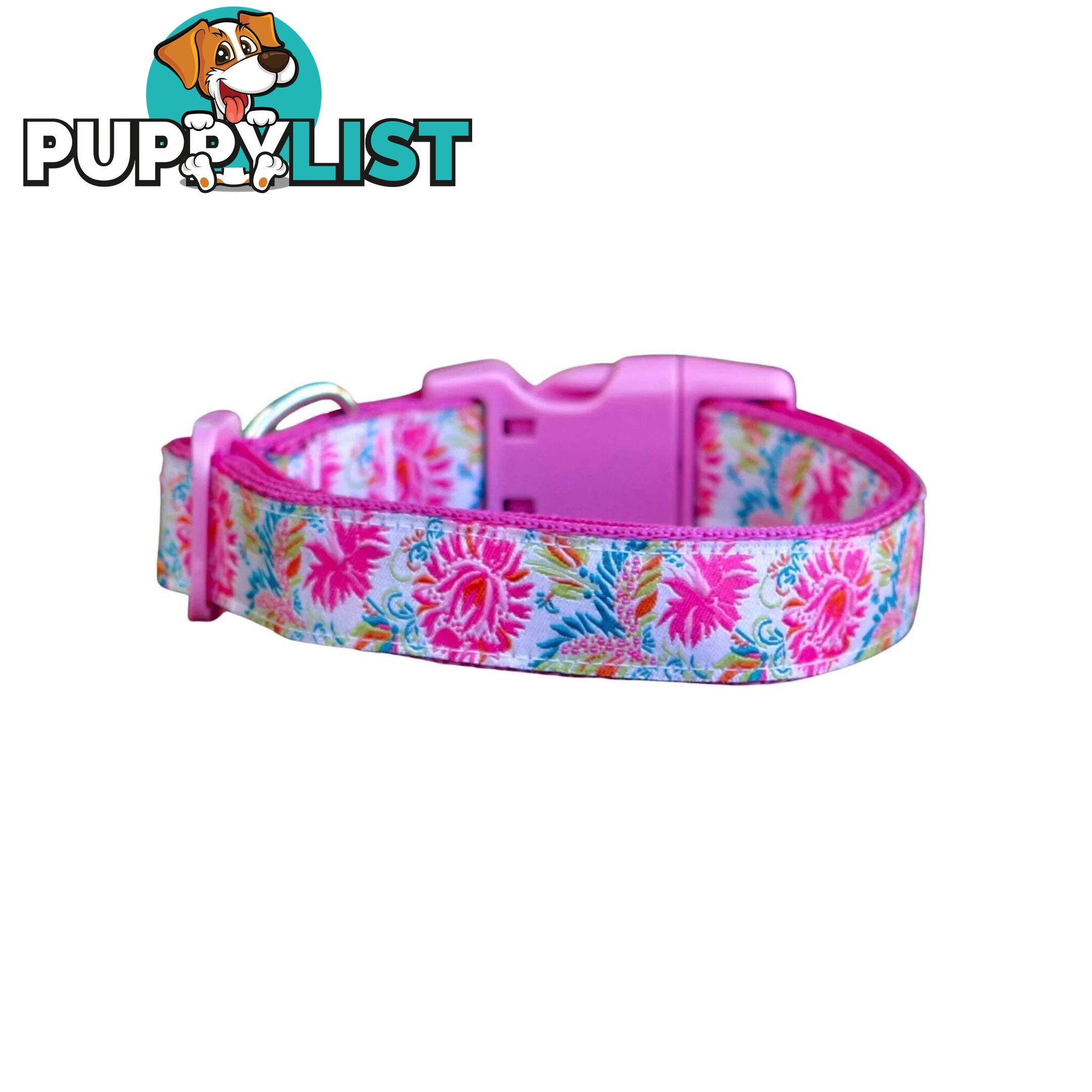 Pink Floral Dog Collar - Hand Made by The Bark Side - TBSFLORS
