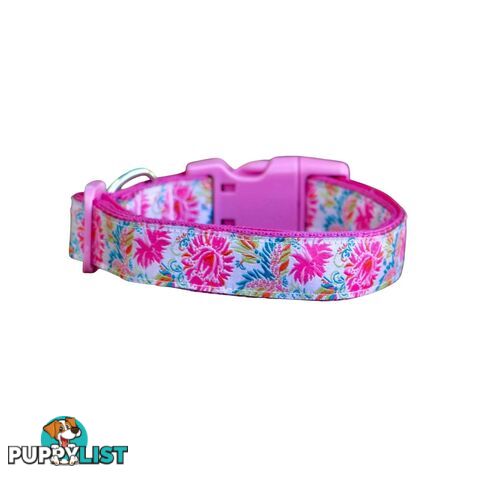 Pink Floral Dog Collar - Hand Made by The Bark Side - TBSFLORS