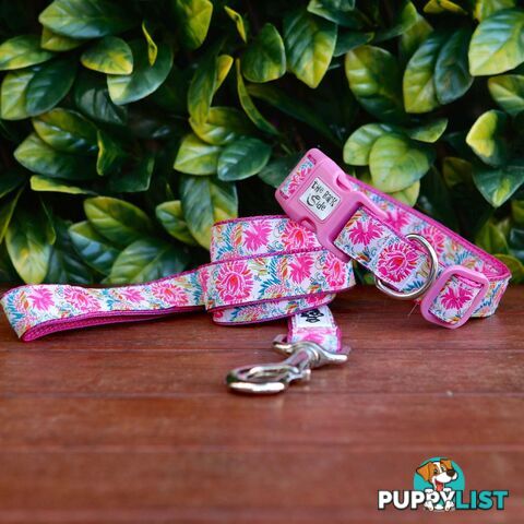 Pink Floral Dog Collar - Hand Made by The Bark Side - TBSFLORS