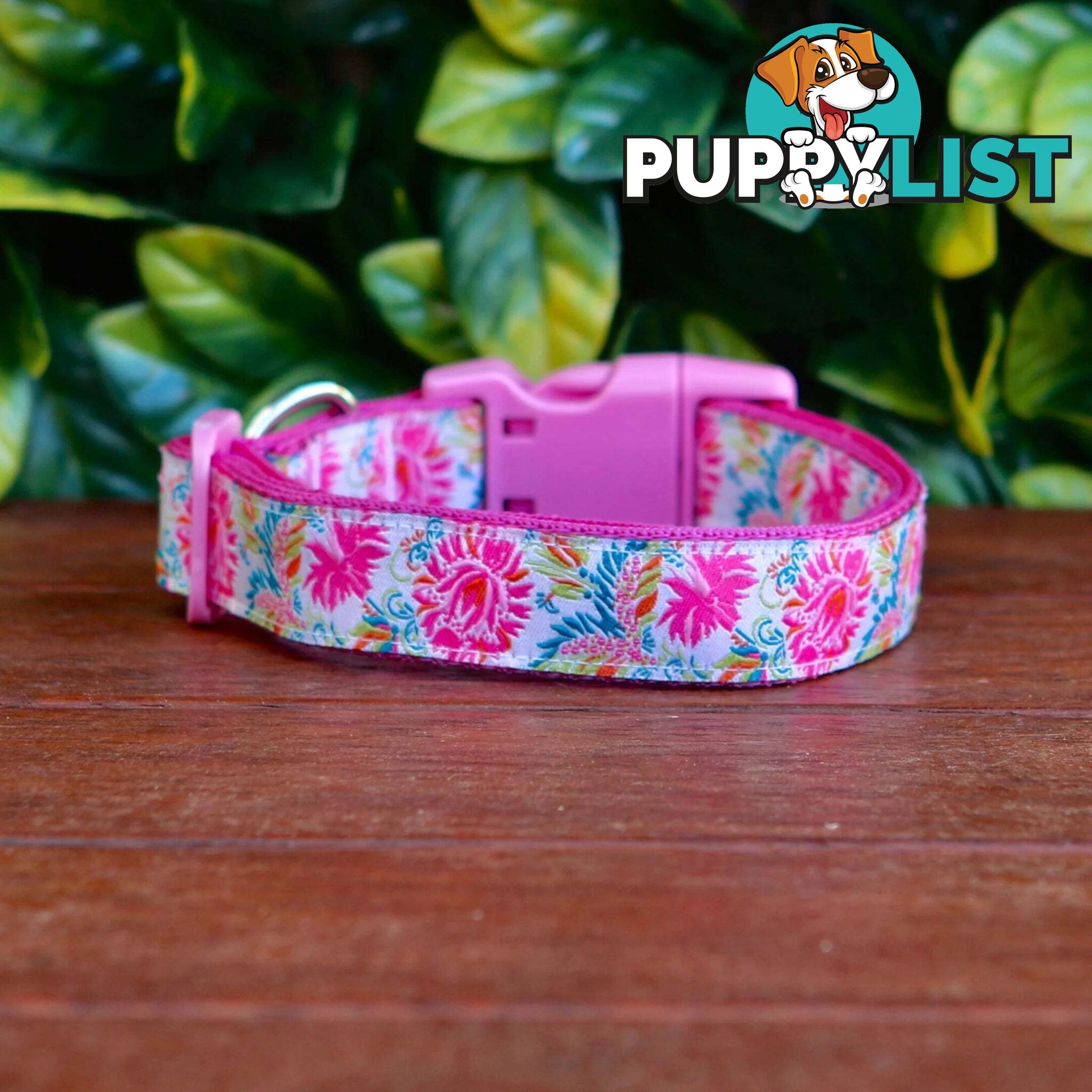 Pink Floral Dog Collar - Hand Made by The Bark Side - TBSFLORS