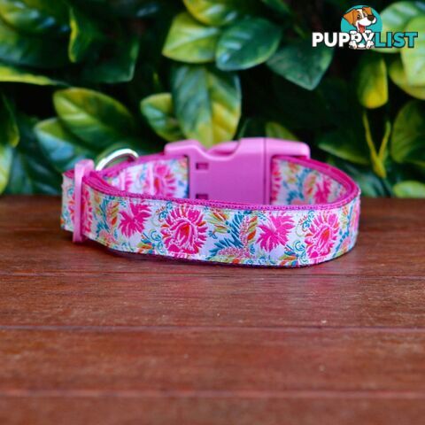 Pink Floral Dog Collar - Hand Made by The Bark Side - TBSFLORS