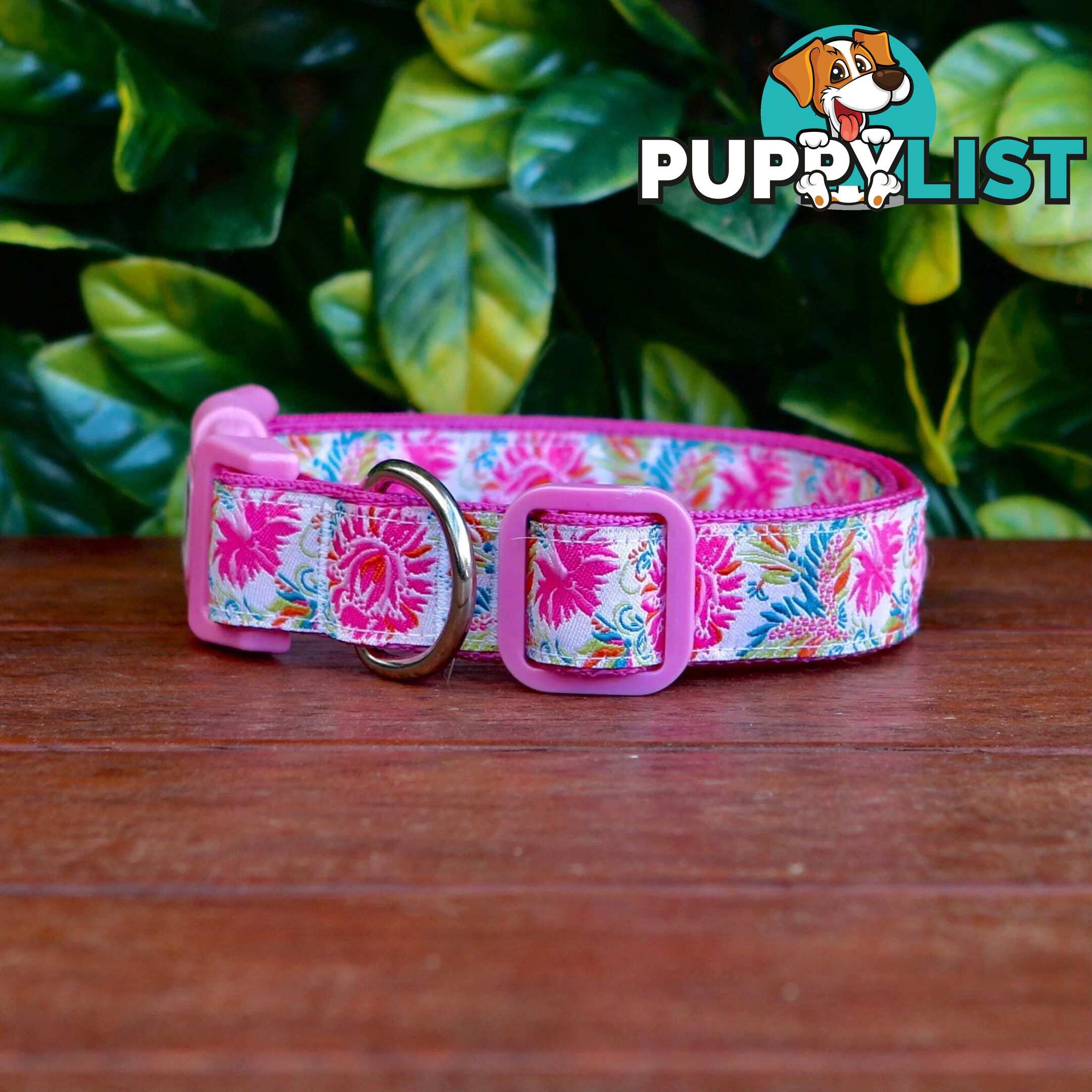 Pink Floral Dog Collar - Hand Made by The Bark Side - TBSFLORS