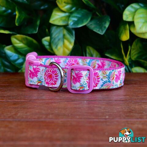 Pink Floral Dog Collar - Hand Made by The Bark Side - TBSFLORS