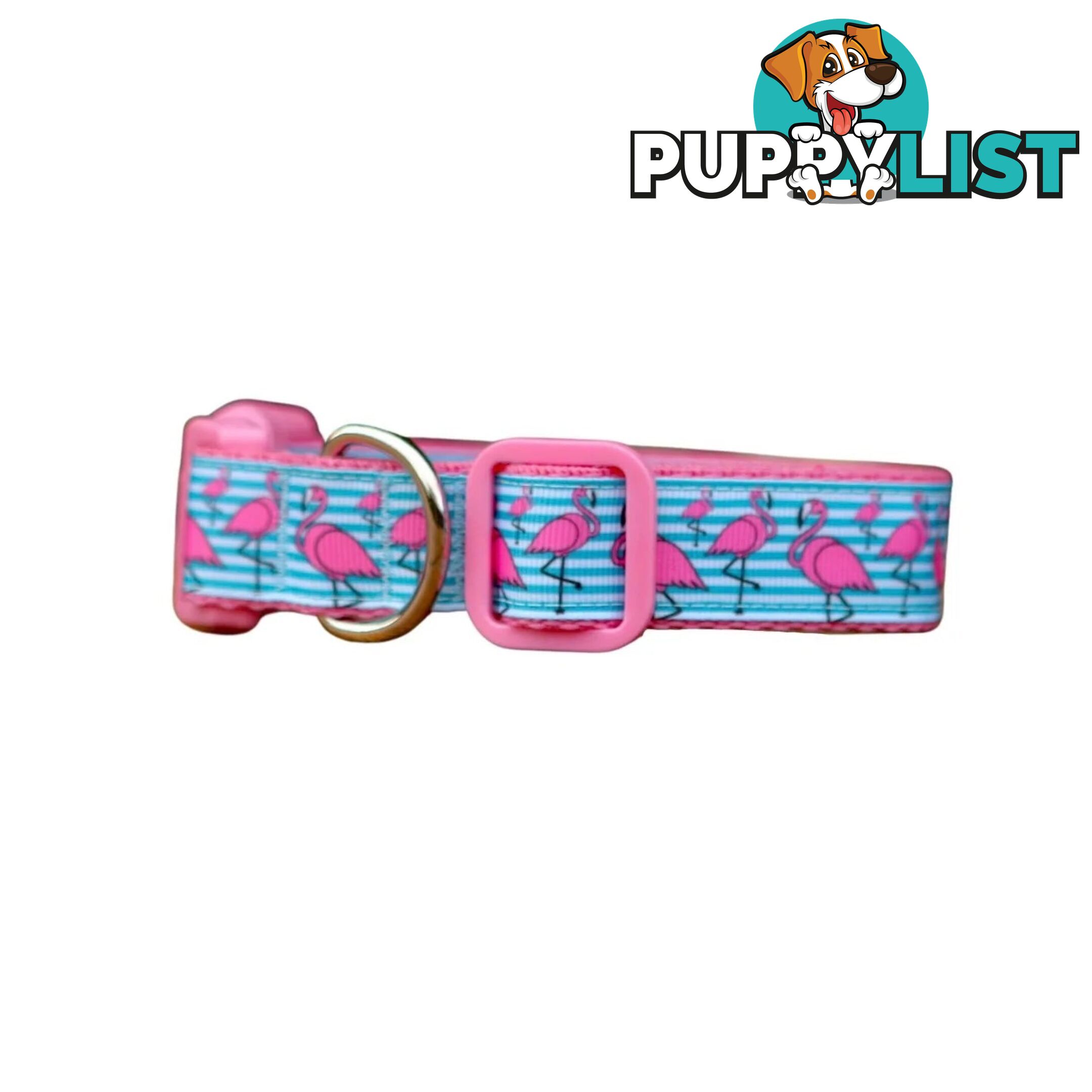 Flamingo Dog Collar - Hand Made by The Bark Side - TBSFLMLGEPNK