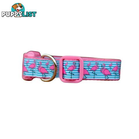 Flamingo Dog Collar - Hand Made by The Bark Side - TBSFLMLGEPNK