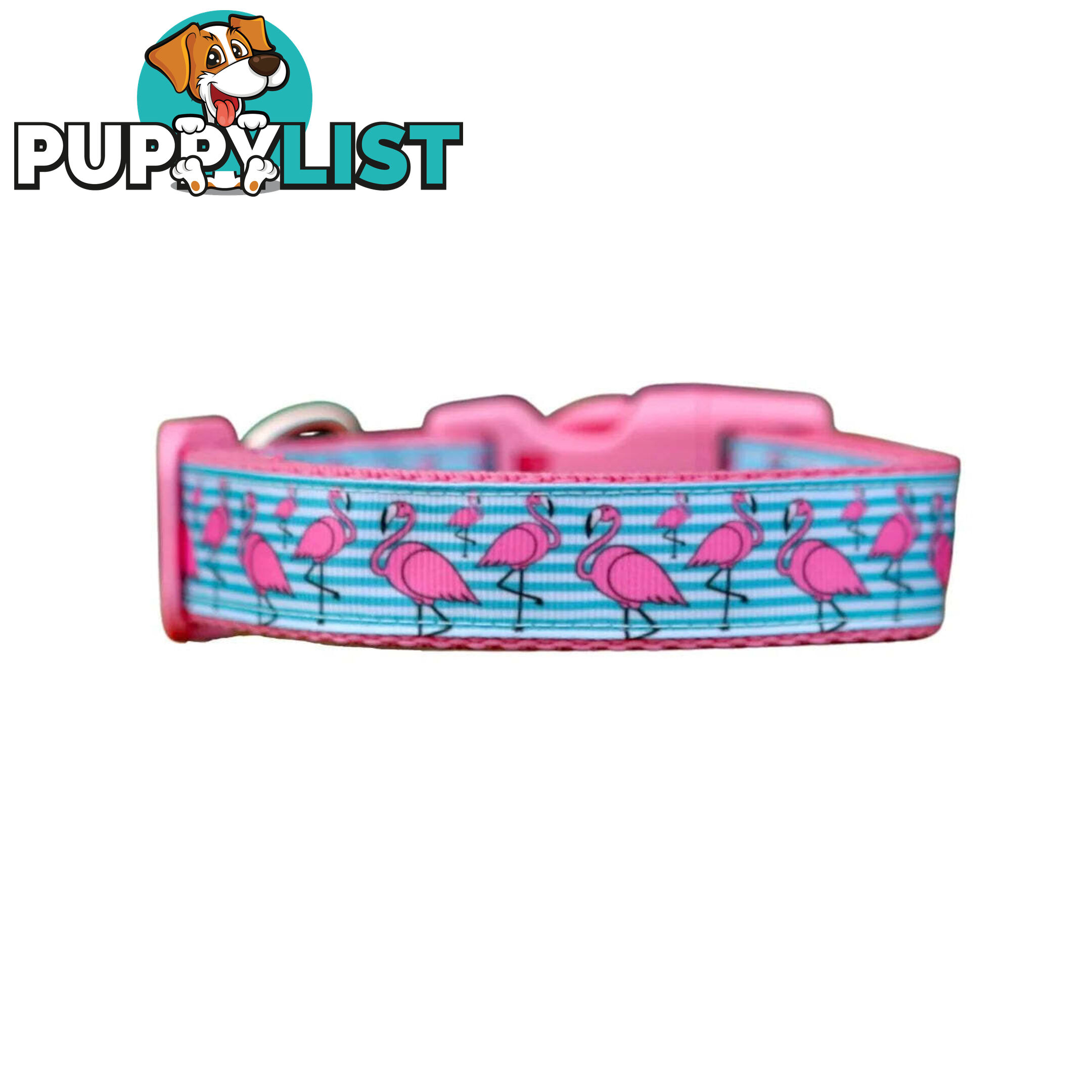 Flamingo Dog Collar - Hand Made by The Bark Side - TBSFLMLGEPNK