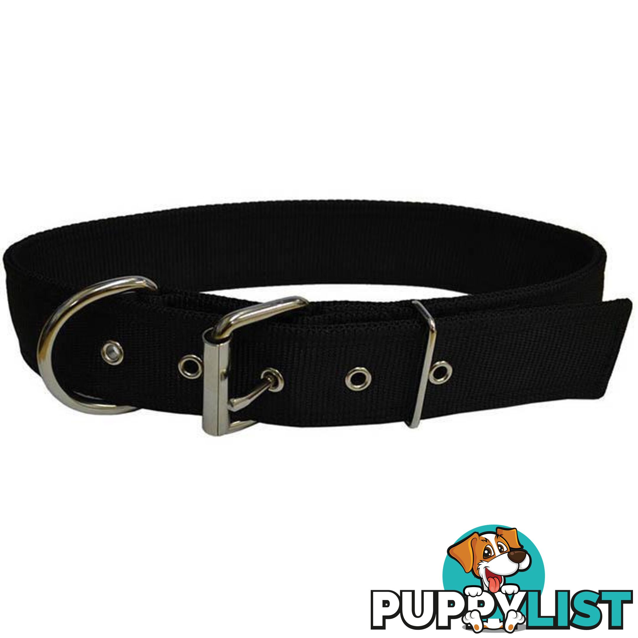 Dog Collar Tough Wide Double Layer Nylon Heavy Duty - Prestige. - PPP-18-1350-22-BK