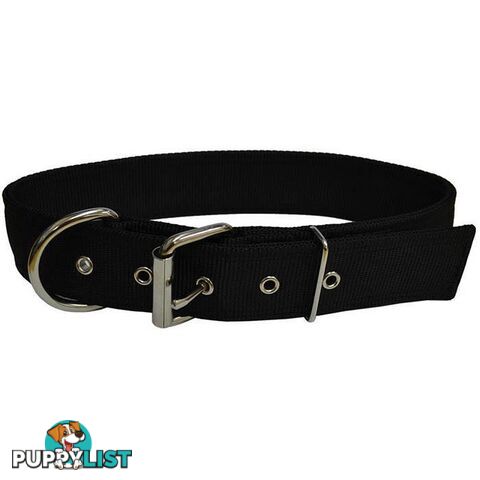 Dog Collar Tough Wide Double Layer Nylon Heavy Duty - Prestige. - PPP-18-1350-22-BK