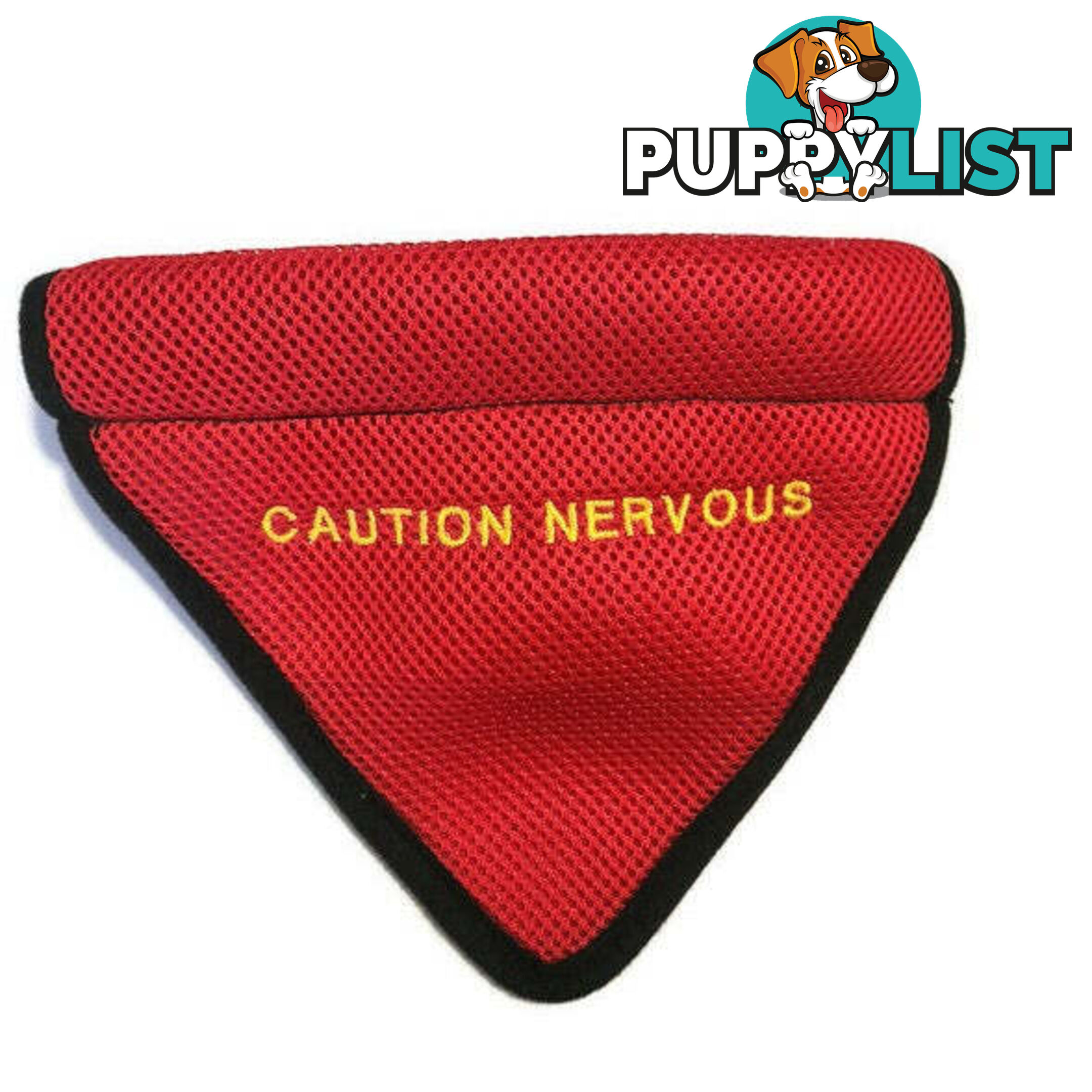Bandana - "Caution Nervous" - Moondidley Pets - MDPBANCAUXL