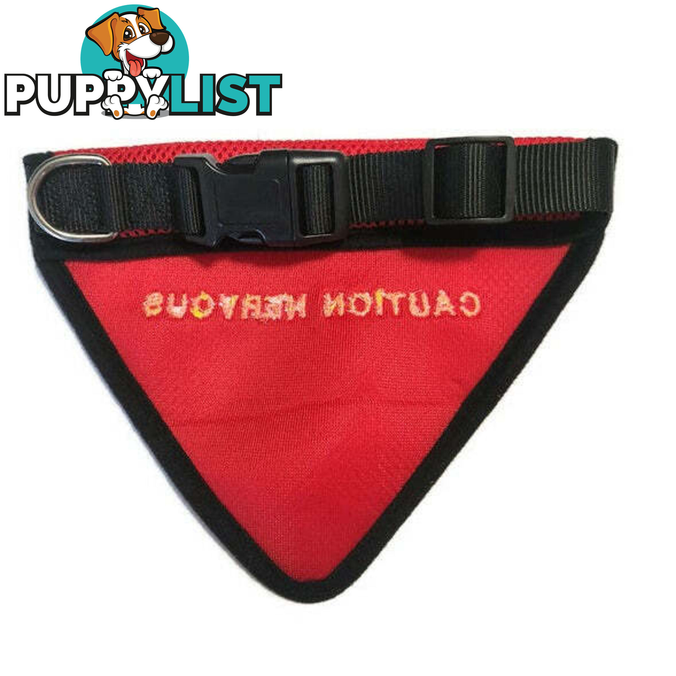 Bandana - "Caution Nervous" - Moondidley Pets - MDPBANCAUXL