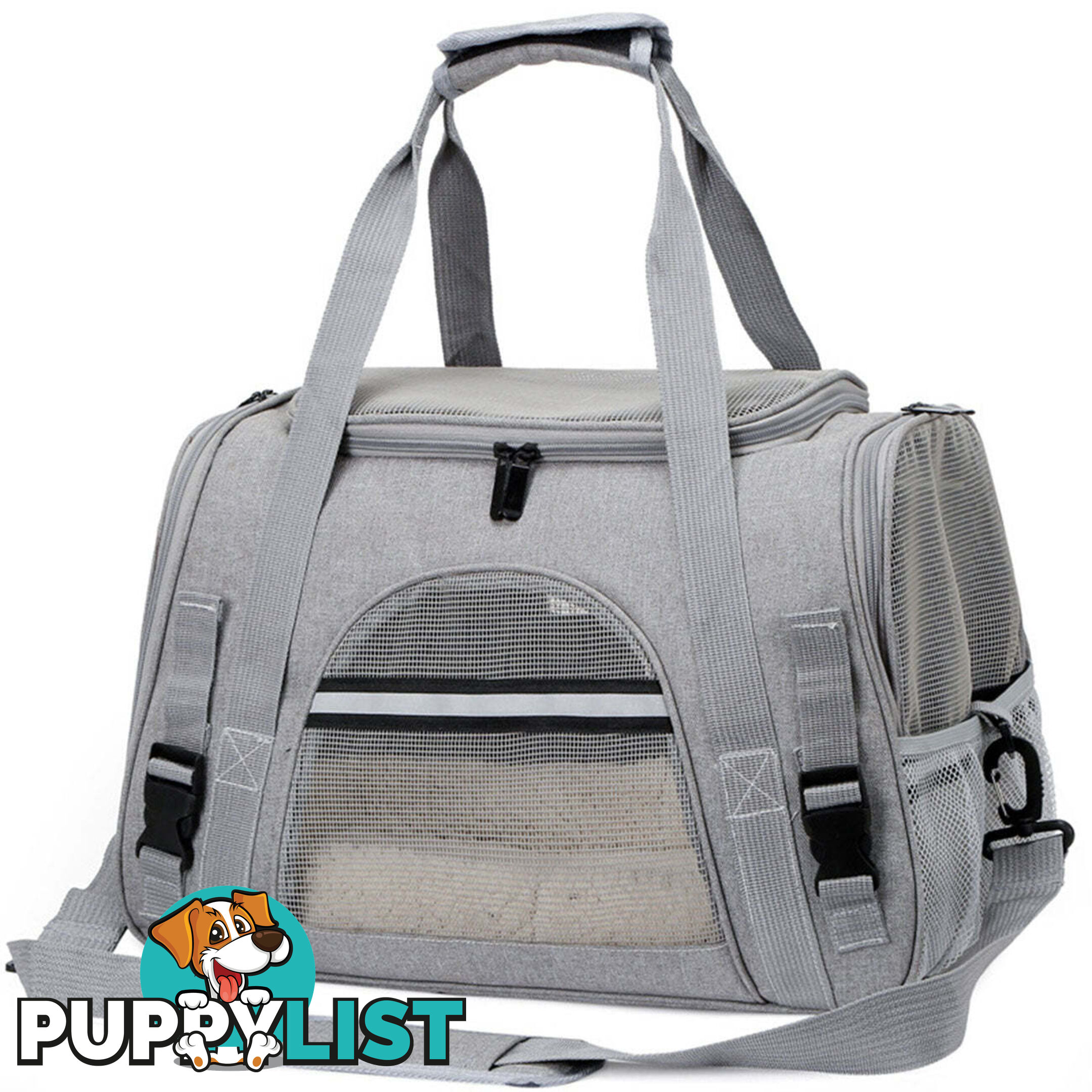 Pet Carrier Bag Travel Bag for Cats and Small Dogs Cozy Bed, Shoulder Strap - V324-PT-BGGREY