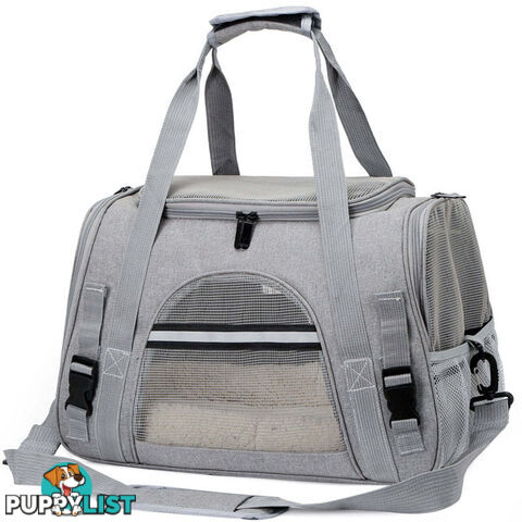 Pet Carrier Bag Travel Bag for Cats and Small Dogs Cozy Bed, Shoulder Strap - V324-PT-BGGREY