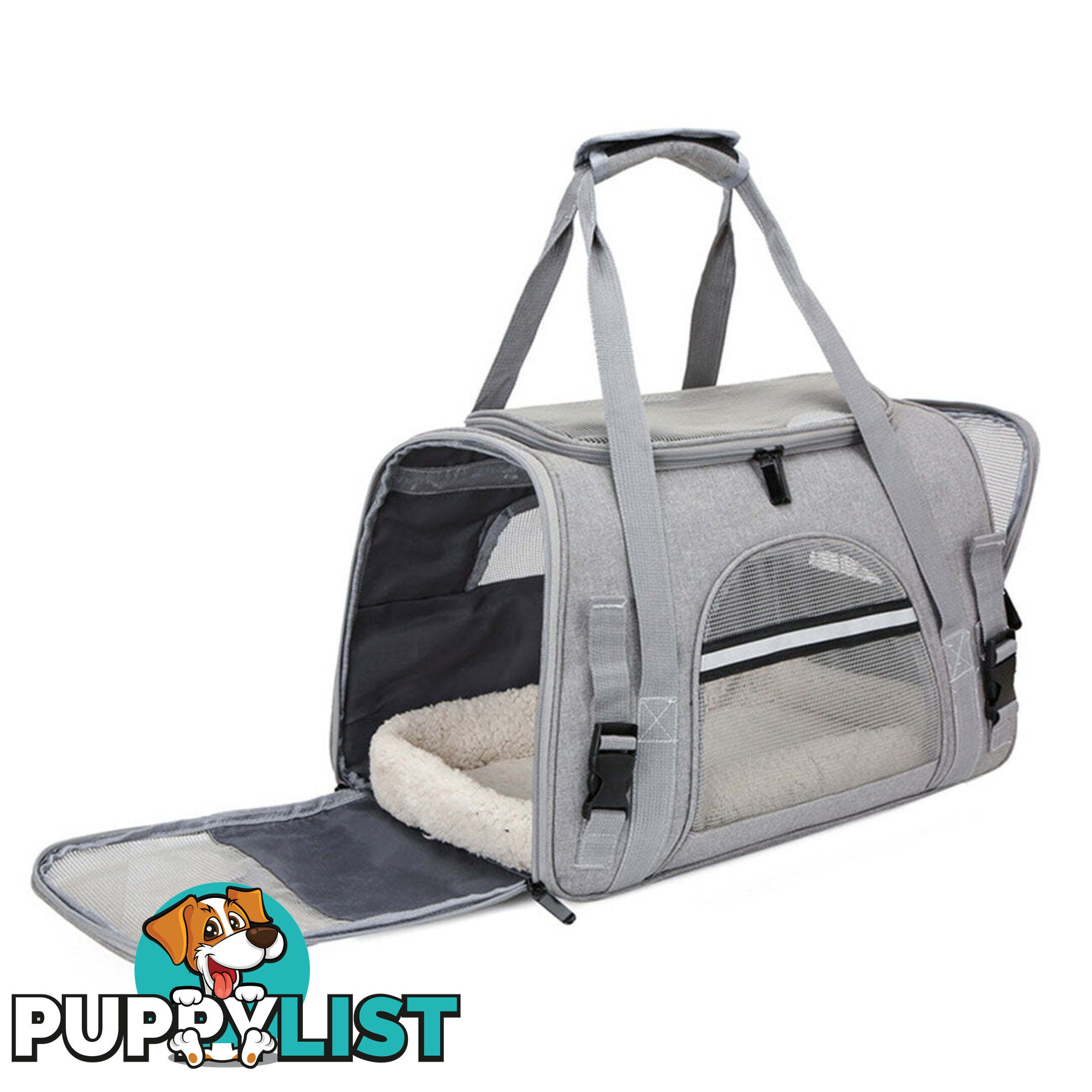 Pet Carrier Bag Travel Bag for Cats and Small Dogs Cozy Bed, Shoulder Strap - V324-PT-BGGREY
