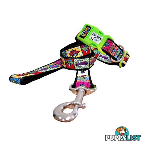Comic Mania Dog Collar / XS - L - Hand Made by The Bark Side - TBSCOMXSPNK