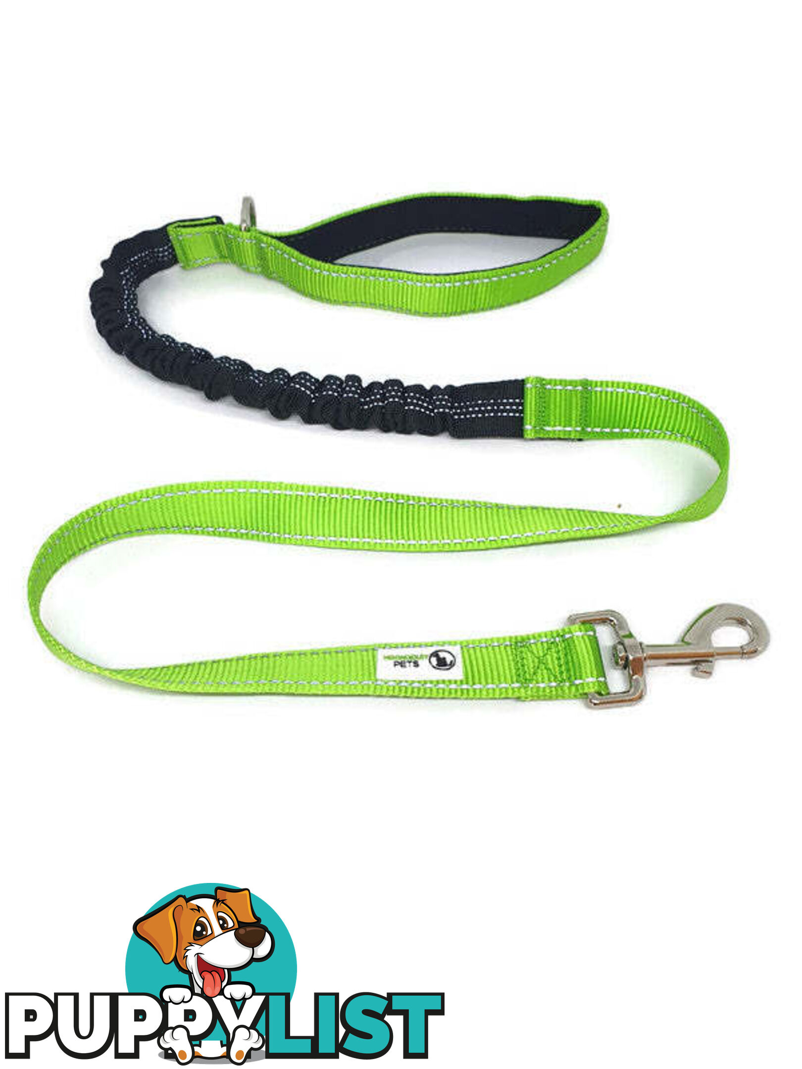 Bungee Dog Lead Nylon w/Reflective Stitching - Moondidley Pets - MDPLDBUNPNK