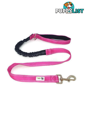Bungee Dog Lead Nylon w/Reflective Stitching - Moondidley Pets - MDPLDBUNPNK