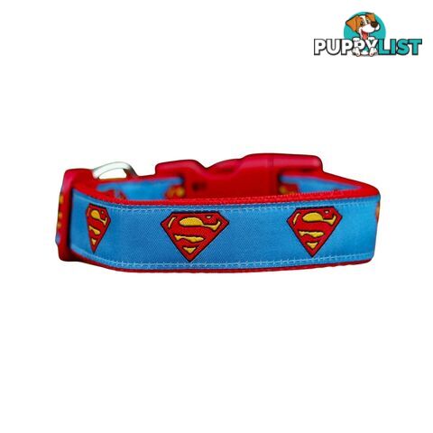 Superman Dog Collar - Hand Made by The Bark Side - TBSSUPMED