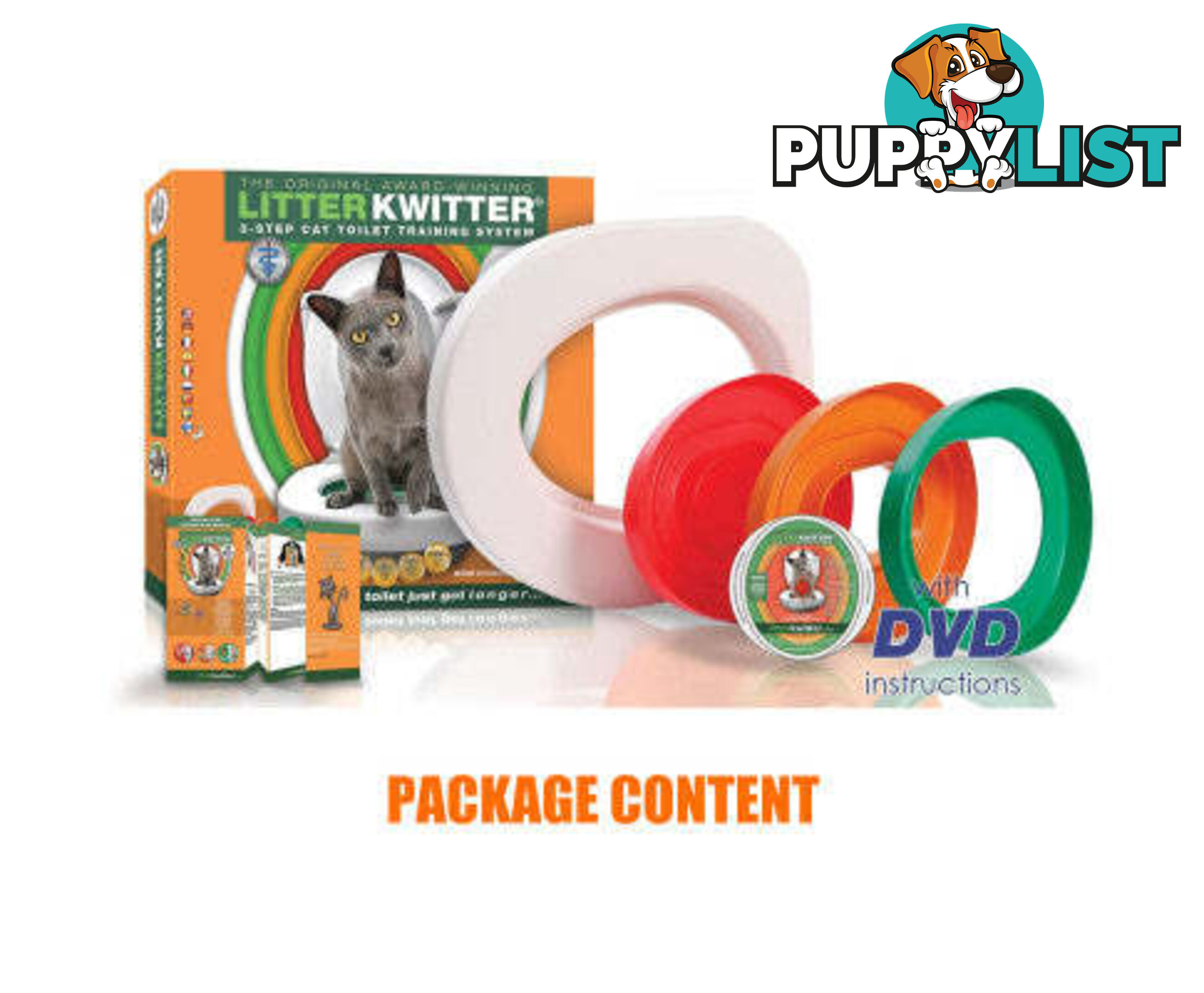 Cat Toilet Training System 3 Step Litter Kwitter Pet Training DVD Instruction - V201-FDZ2021WH8AU