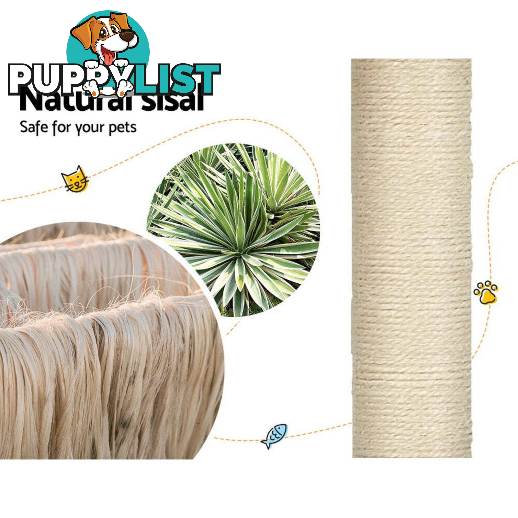i.Pet Cat Tree 169cm Tower Scratching Post Scratcher Wood Bed Condo House Rattan Ladder - PET-CAT-RATTAN02-GR