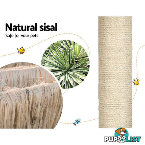 i.Pet Cat Tree 169cm Tower Scratching Post Scratcher Wood Bed Condo House Rattan Ladder - PET-CAT-RATTAN02-GR