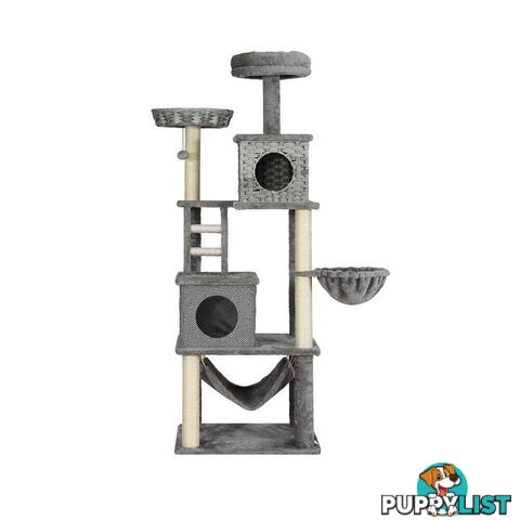 i.Pet Cat Tree 169cm Tower Scratching Post Scratcher Wood Bed Condo House Rattan Ladder - PET-CAT-RATTAN02-GR