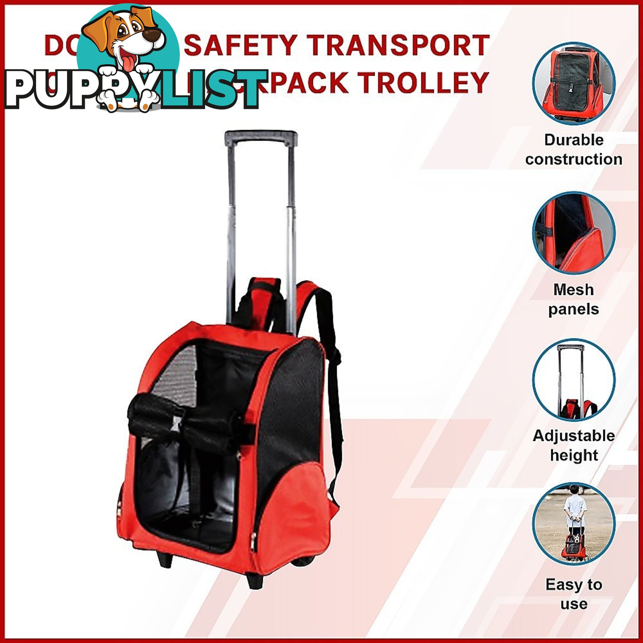 Dog Pet Safety Transport Carrier Backpack Trolley - V63-793955