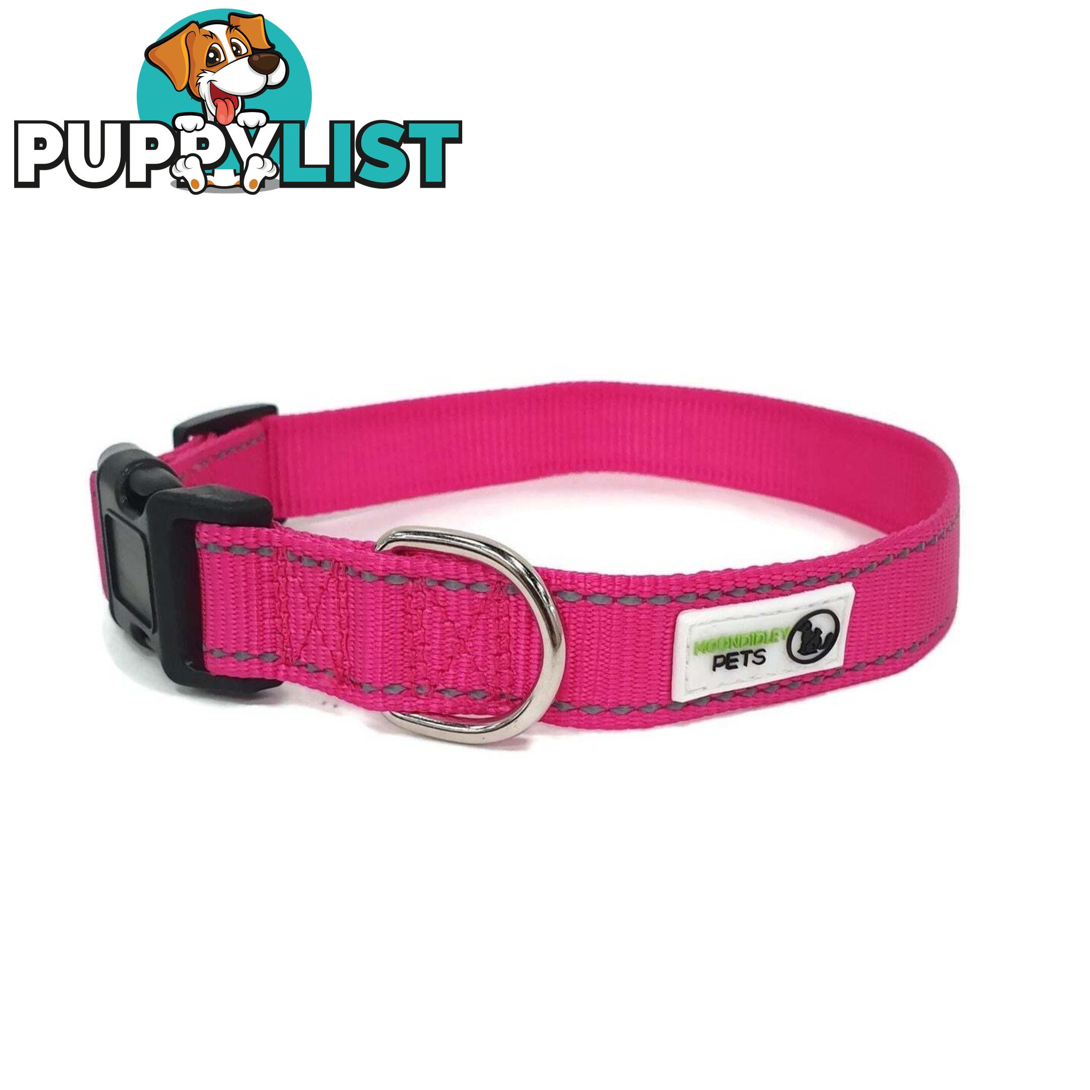 Nylon w/Reflective Stitching Dog Collar - Moondidley Pets - MDPCOLREFXSTUR