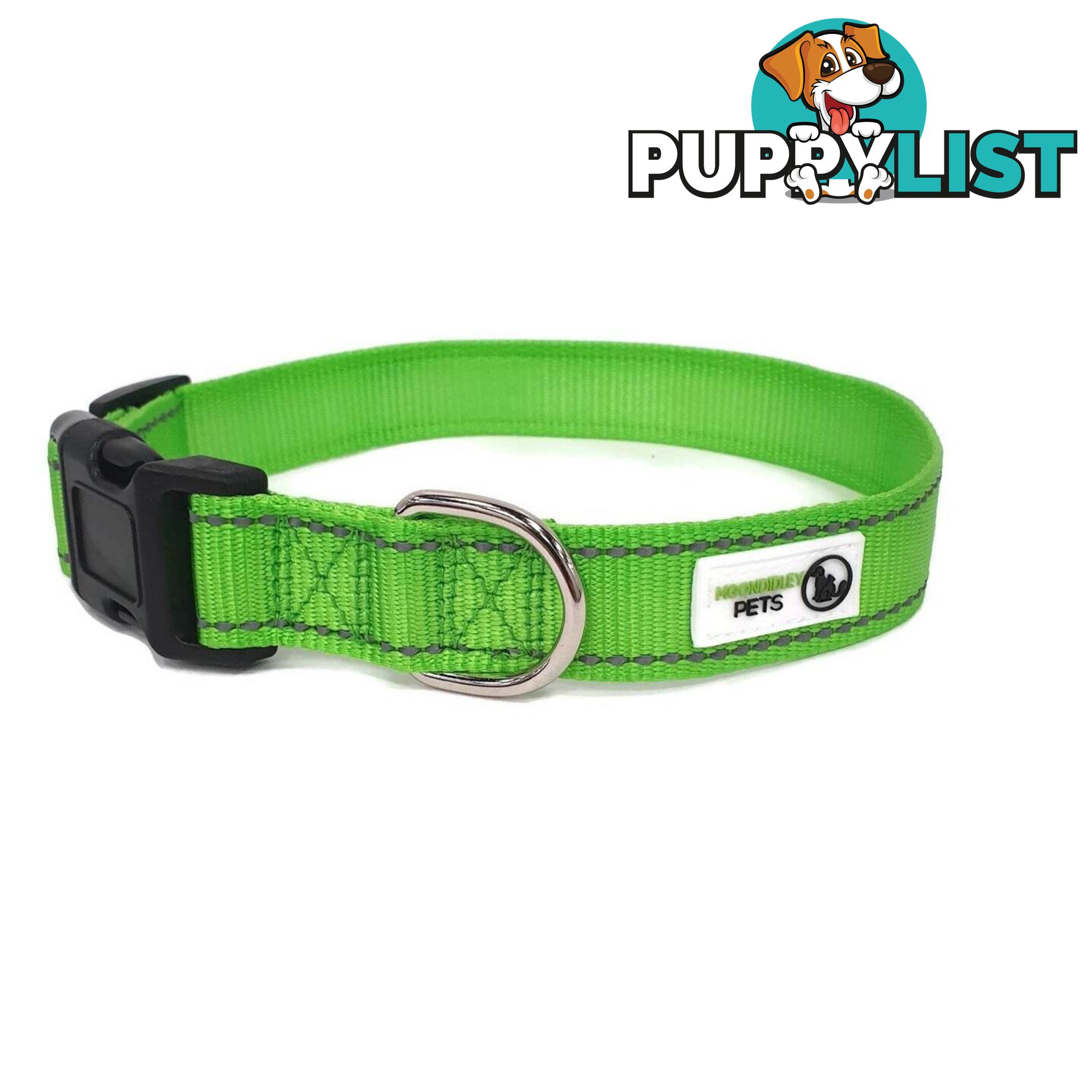 Nylon w/Reflective Stitching Dog Collar - Moondidley Pets - MDPCOLREFXSTUR