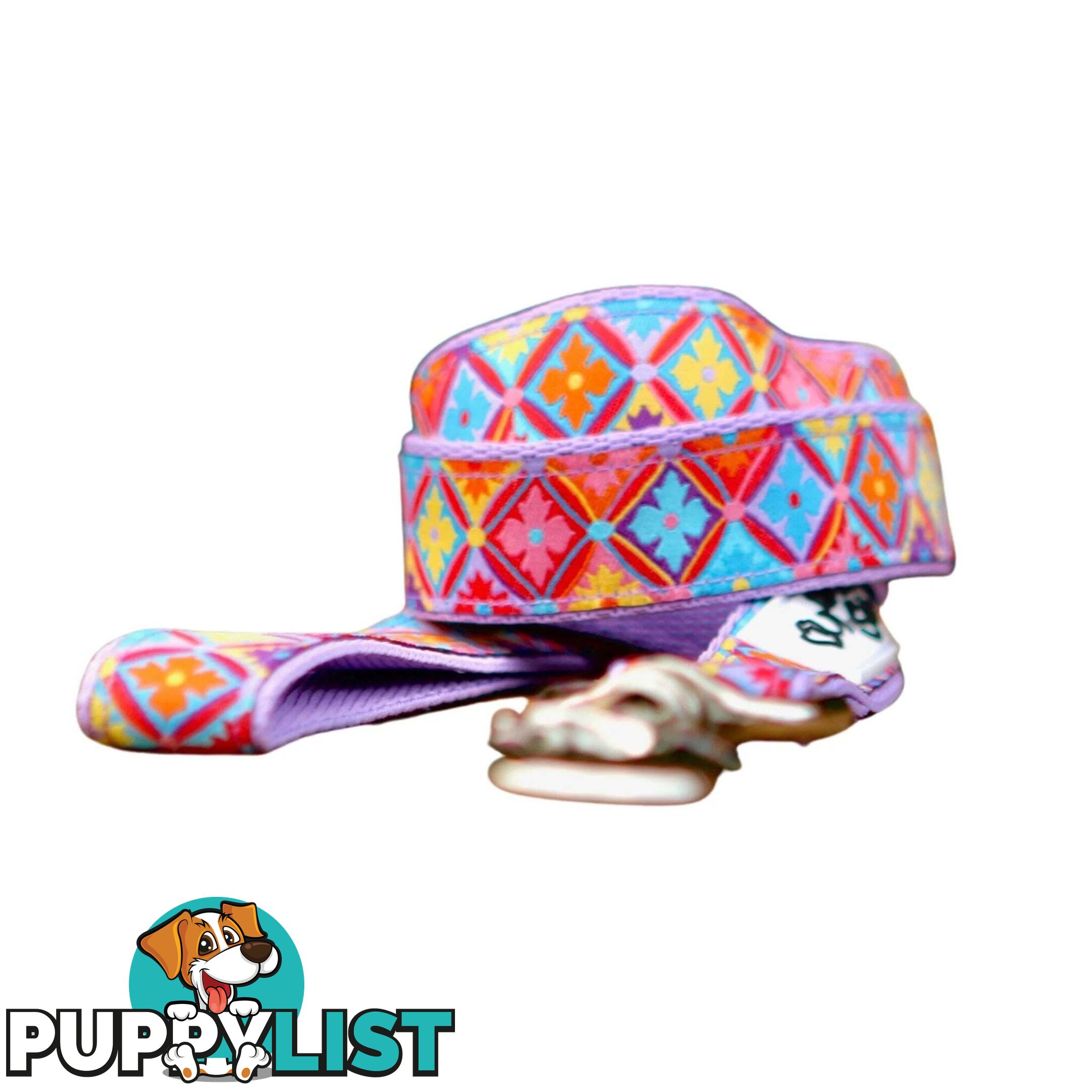 Purple Geometric Dog Lead / Dog Leash - Hand Made by The Bark Side - TBSLDGEO201.8