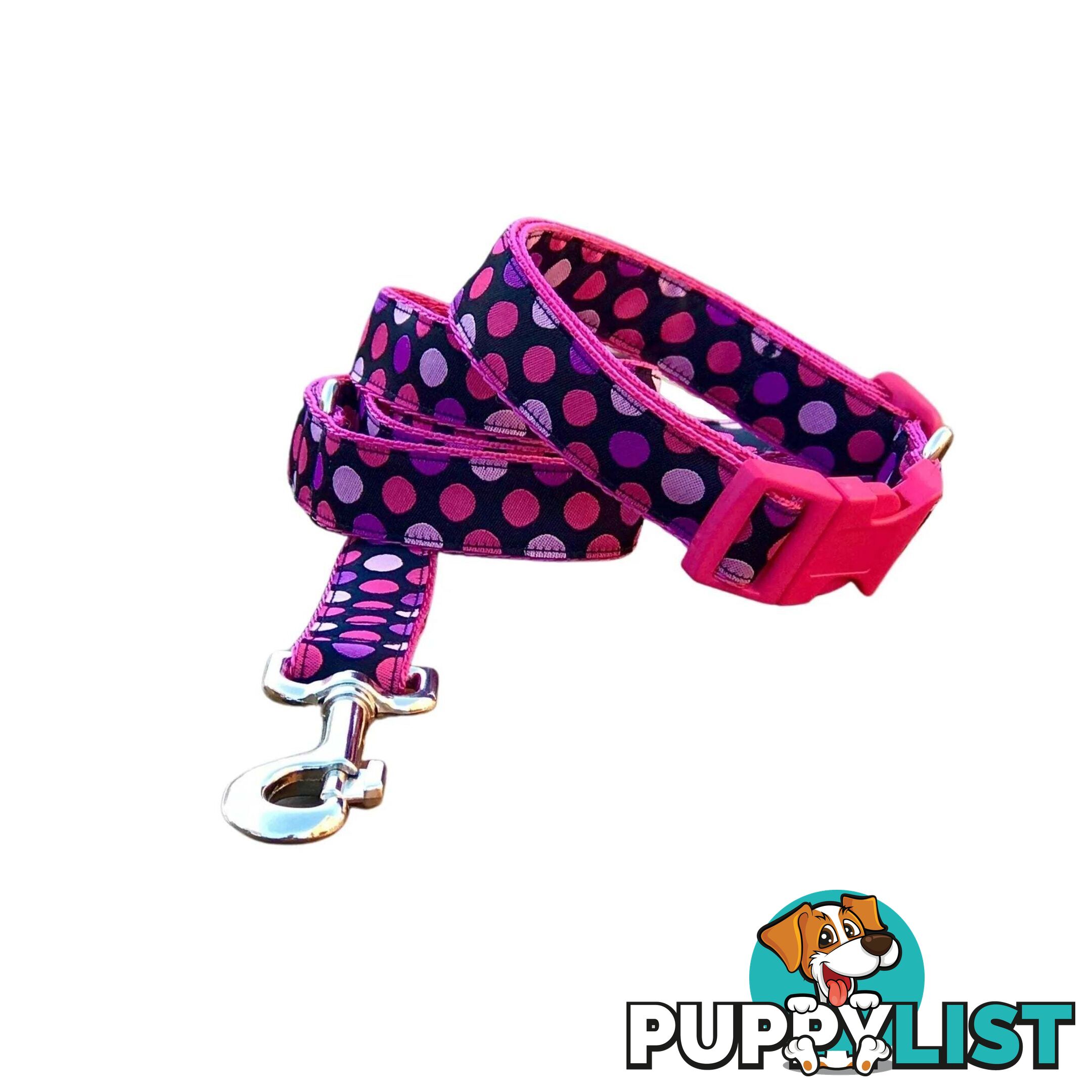 Pink Spot Dog Lead / Dog Leash - Hand Made by The Bark Side - TBSLDPIN201.5