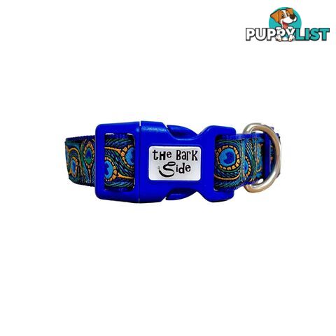 Peacock Feather Dog Collar - Hand Made by The Bark Side - TBSPEAXSBLU
