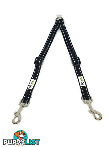 2 Dog Double Lead Coupler, Nylon w/Reflective Stitching - Moondidley Pets - MDPLDCOULPNK