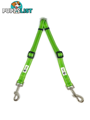 2 Dog Double Lead Coupler, Nylon w/Reflective Stitching - Moondidley Pets - MDPLDCOULPNK
