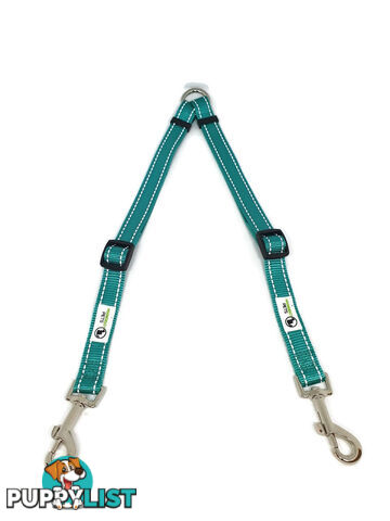 2 Dog Double Lead Coupler, Nylon w/Reflective Stitching - Moondidley Pets - MDPLDCOULPNK