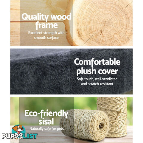 i.Pet Cat Tree 145cm Tower Scratching Post Scratcher Wood Condo House Large Bed - PET-CAT-706FSB-GR