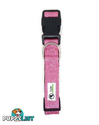Bling Glitter Overlay Nylon Collar - Breakaway Buckle - Moondidley Pets - MDPCOLBLISRED
