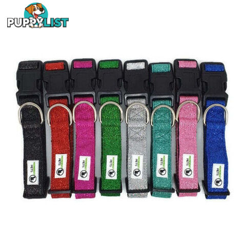 Bling Glitter Overlay Nylon Collar - Breakaway Buckle - Moondidley Pets - MDPCOLBLISRED