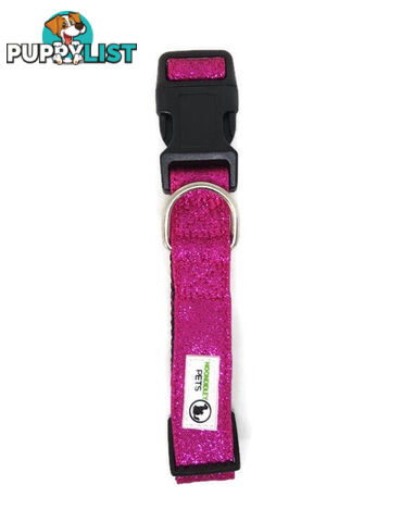Bling Glitter Overlay Nylon Collar - Breakaway Buckle - Moondidley Pets - MDPCOLBLISRED