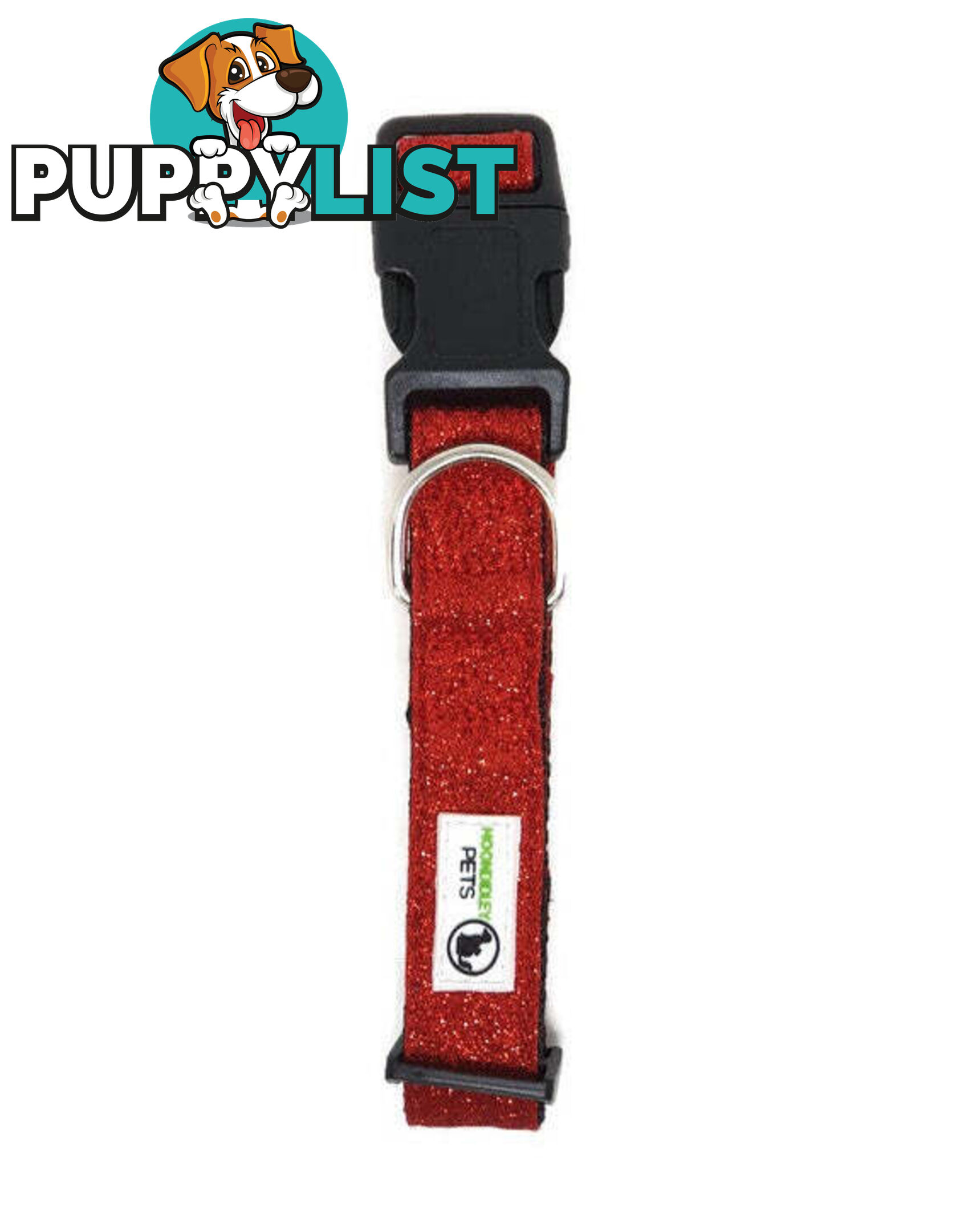 Bling Glitter Overlay Nylon Collar - Breakaway Buckle - Moondidley Pets - MDPCOLBLISRED