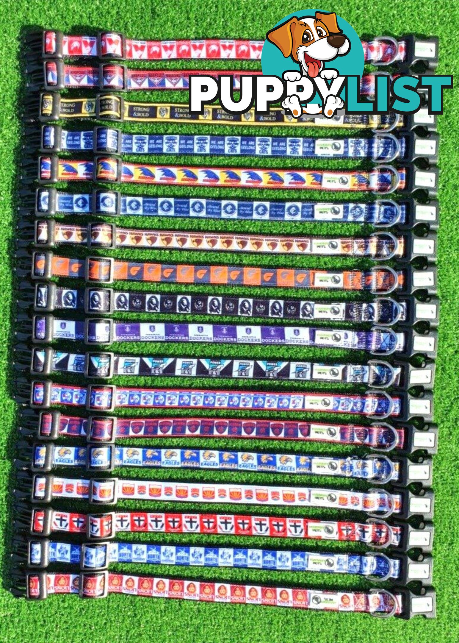 AFL Dog Collars, Footy - Aussie Rules - Moondidley Pets - MDPCOLAFLMSKS