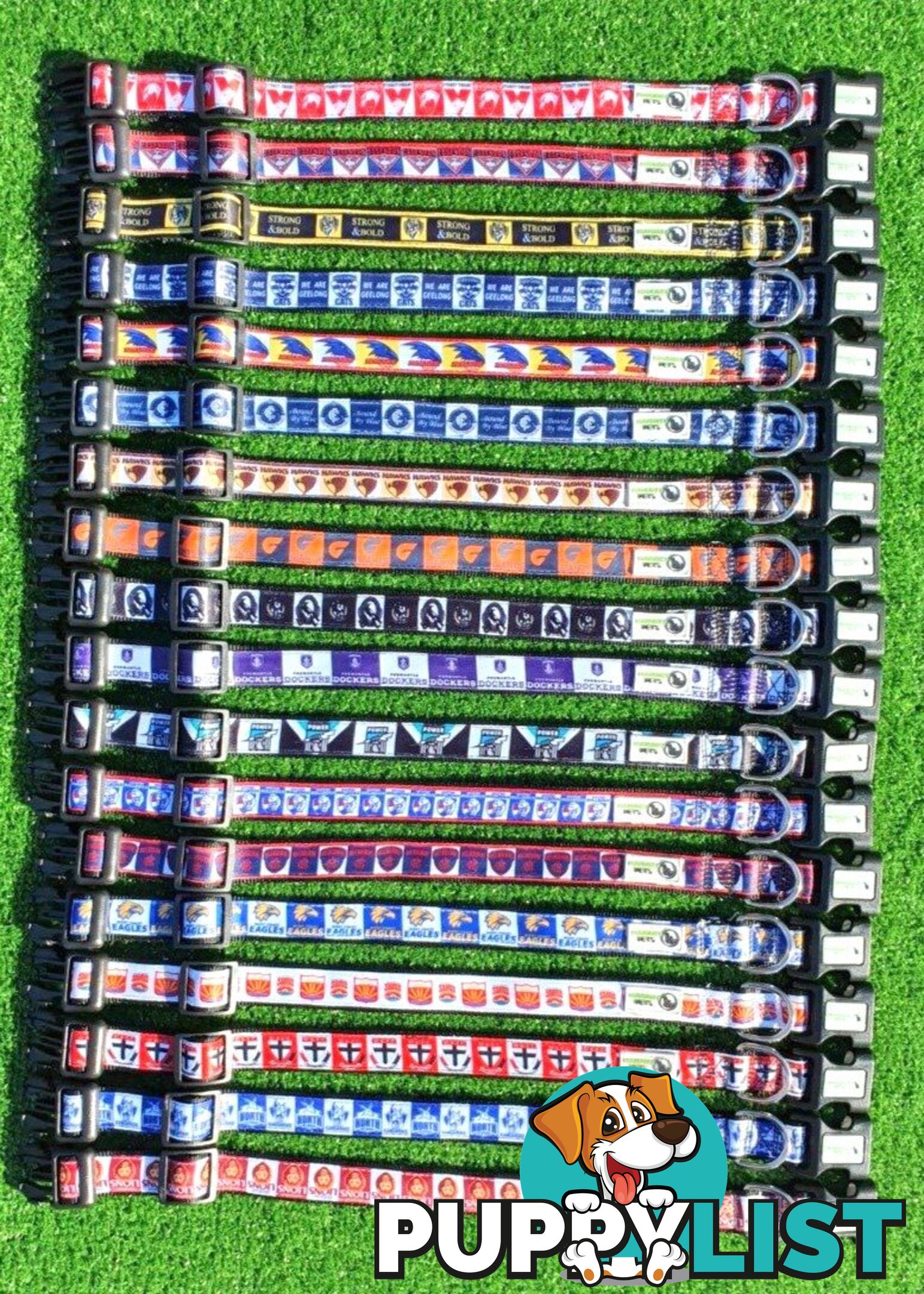 AFL Dog Collars, Footy - Aussie Rules - Moondidley Pets - MDPCOLAFLSGWSG