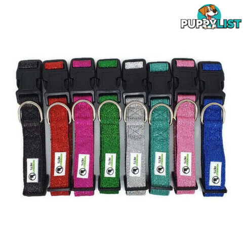 Bling Glitter Overlay Nylon Collar - Breakaway Buckle - Moondidley Pets - MDPCOLBLIXSBLK