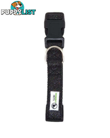 Bling Glitter Overlay Nylon Collar - Breakaway Buckle - Moondidley Pets - MDPCOLBLIXSBLK