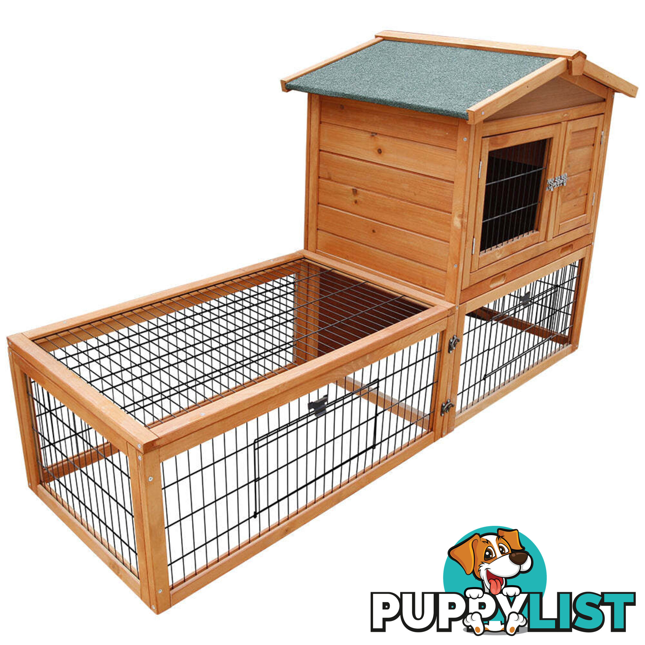i.Pet Chicken Coop 155cm x 49cm x 90cm Rabbit Hutch Large Run Wooden Cage House Outdoor - PET-GT-WOOD-R1420